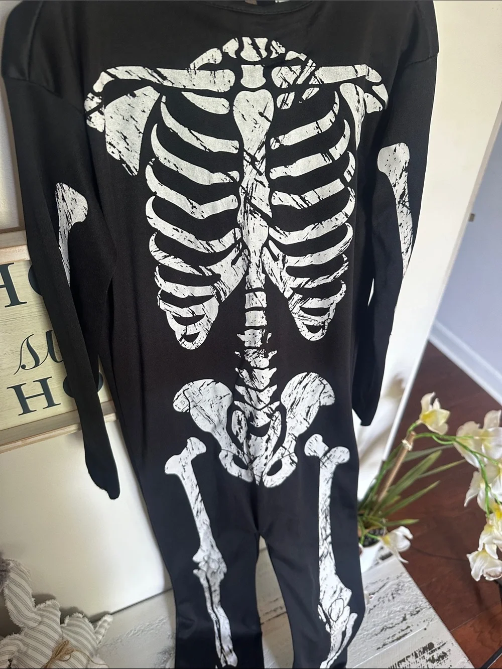 Black Kids Skeleton Costume Jumpsuit and Mask